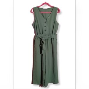 Potter's Pot Olive Green Sleeveless Jumpsuit with Belt